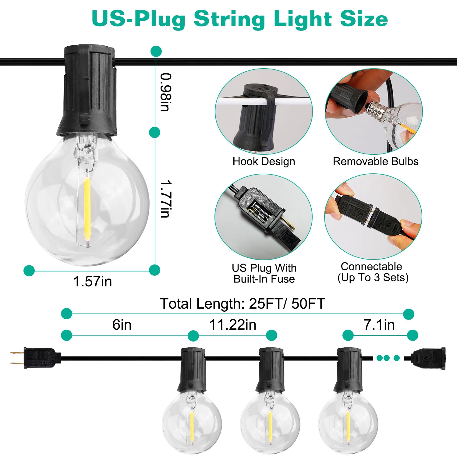 GBruno Warm Glass Globe String Lights