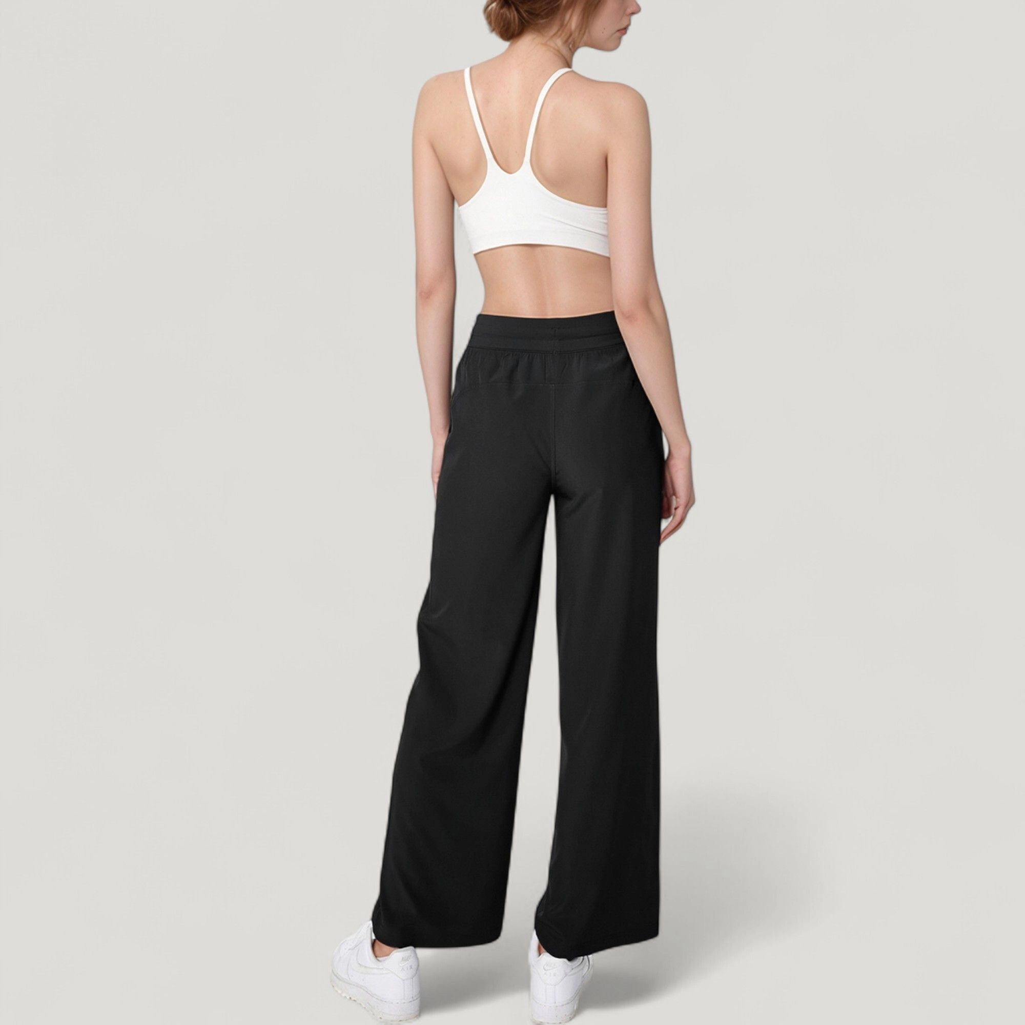 Anna-Kaci Women's High-Waist Wide-Leg Pants with Drawstring Waist and Front Pockets