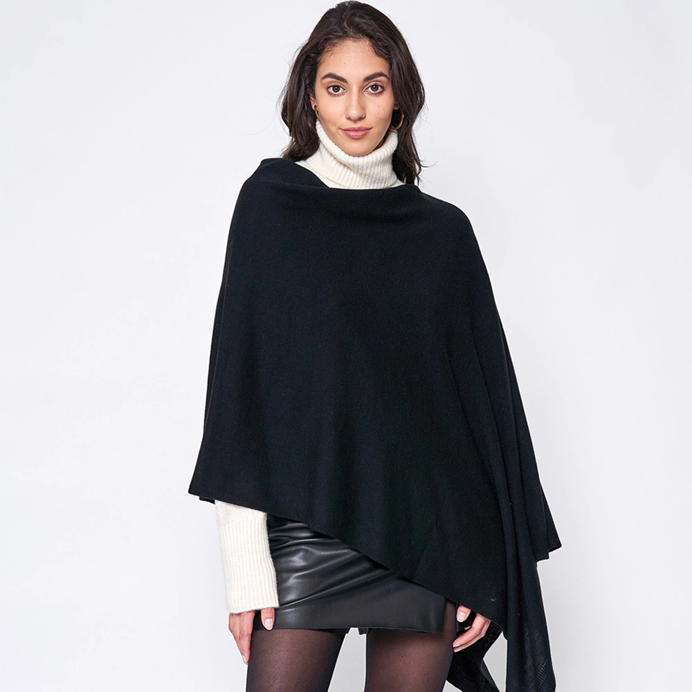 TRUEDAMES Women Solid Scarf Poncho