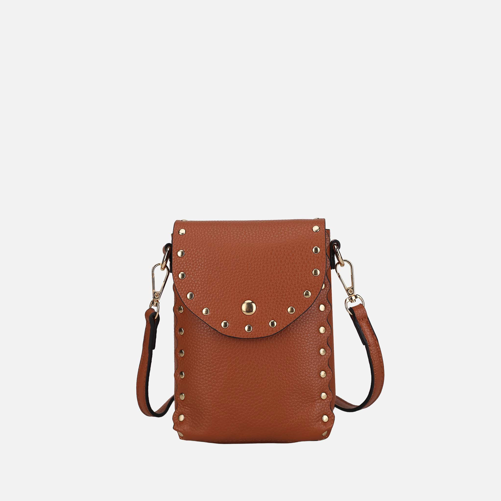 Mia K Collection Filomena Pebble Vegan Leather Crossbody - Gold-Tone Hardware