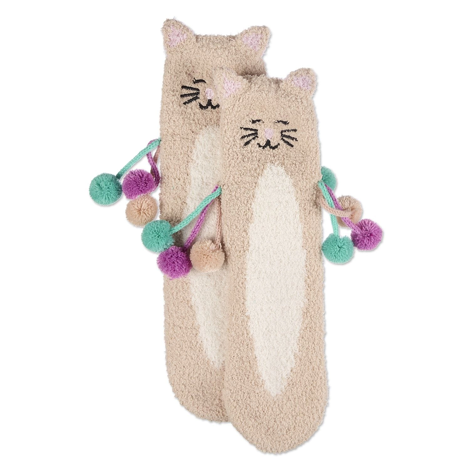 MeMoi Women's Cat Embellished Plush Crew Socks