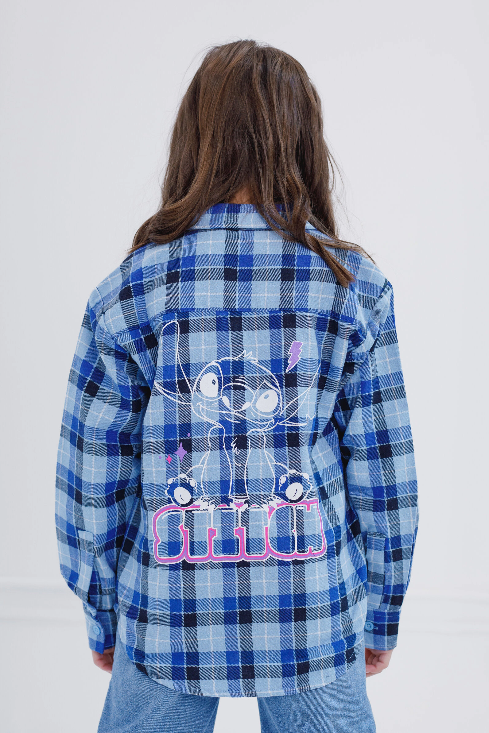Disney Lilo & Stitch Girls' Long Sleeve Button Down Shirt