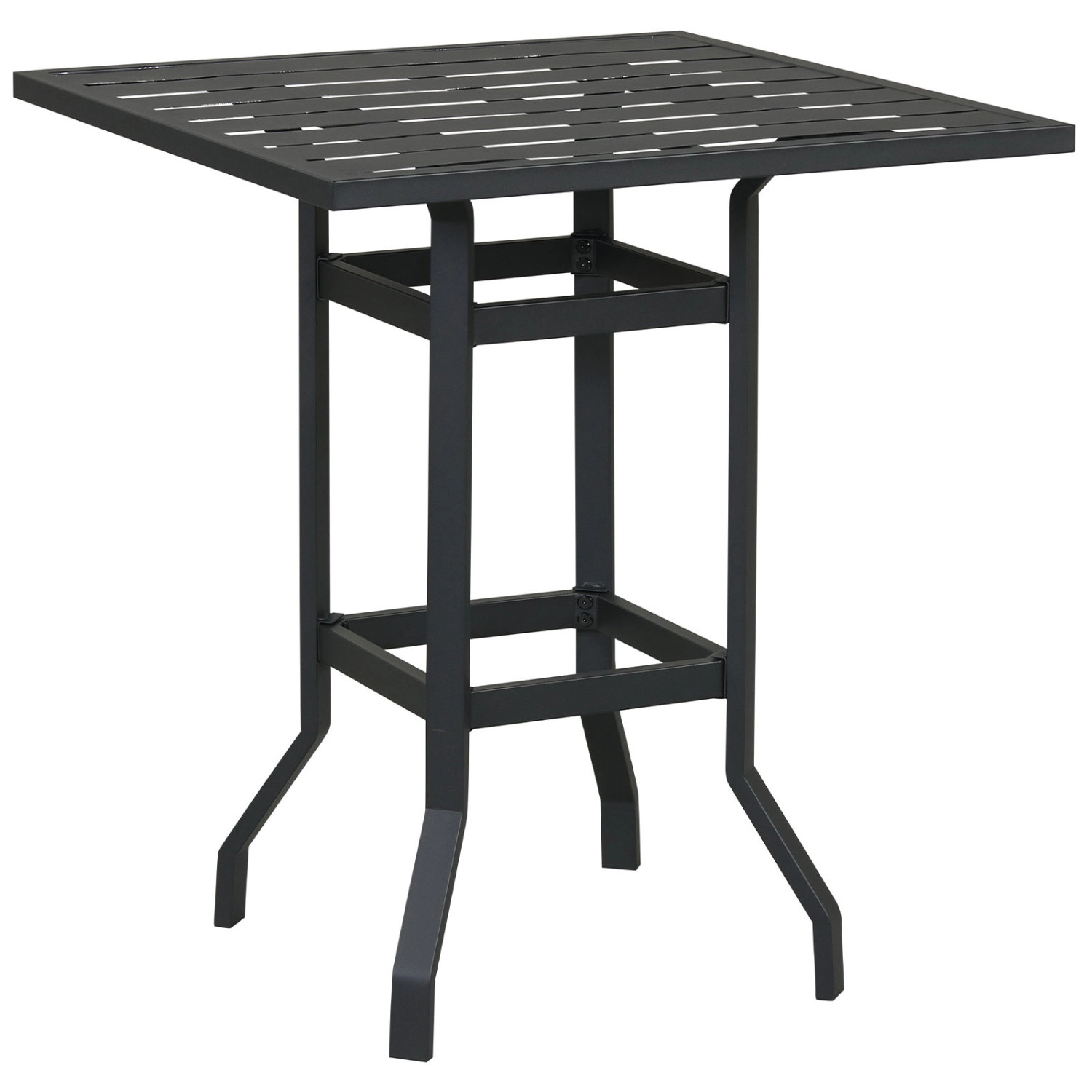 LJG 32 Inches Outdoor Steel Square Bar Table with Powder-Coated Tabletop