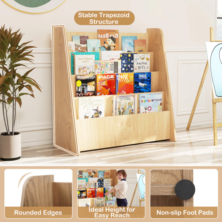 Hivvago 4-Tier Freestanding Kids Bookcase with Roomy Compartments