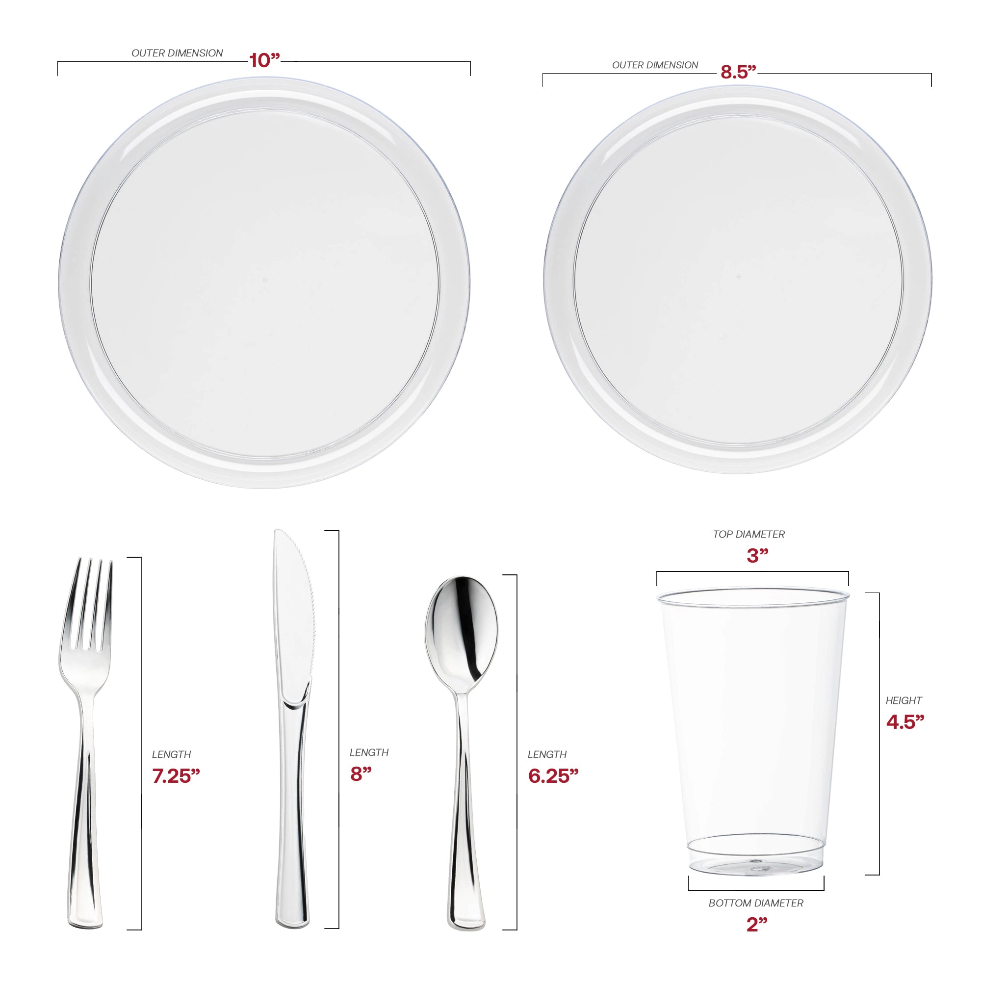 Smarty Had A Party Clear Flat Round Disposable Plastic Wedding Value Set