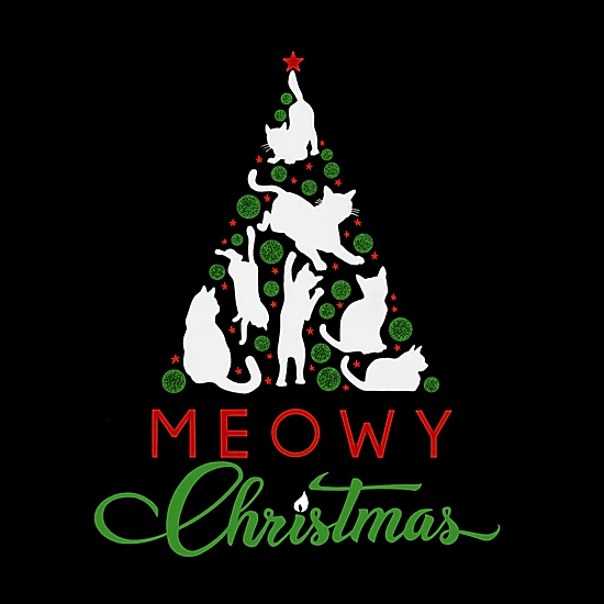 LA Pop Art Meowy Christmas Tree - Men's Word Art Crew Sweatshirt