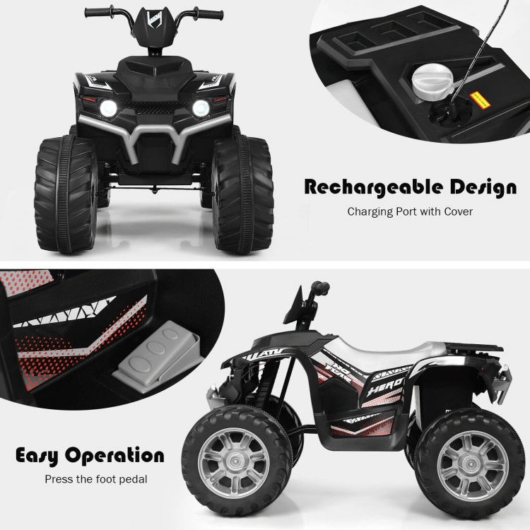 Hivvago 12V Kids Ride on ATV with LED lights and Treaded Tires