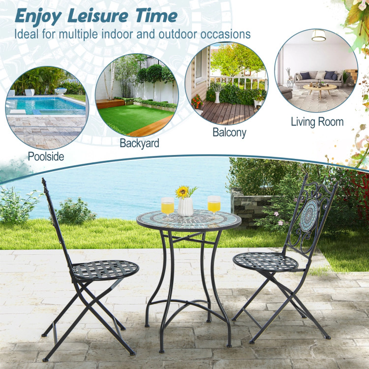 Hivvago 24 Inch Patio Bistro Table With Ceramic Tile Tabletop