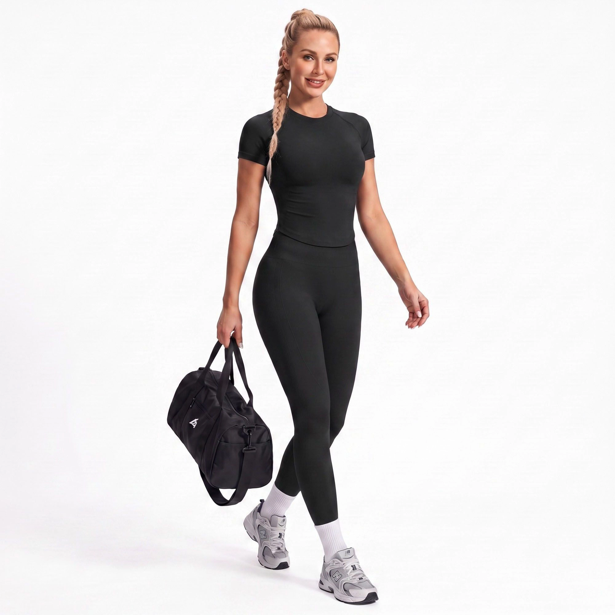 Anna-Kaci Women's Fitted Raglan Short Sleeve Workout Top Crew Neck Athletic Shirt for Training and Athleisure