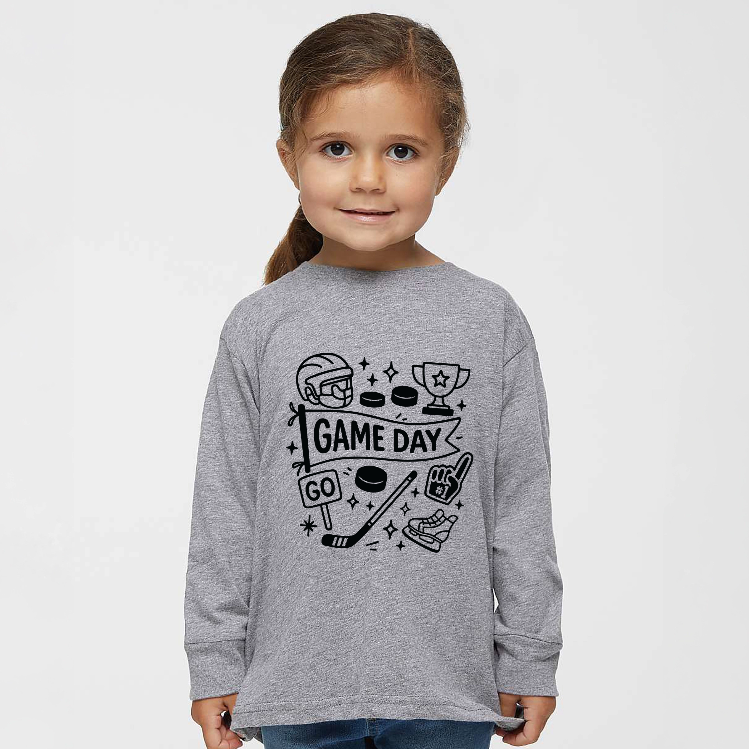 The Juniper Shop - Toddler Long Sleeve Graphic Tee Hockey Game Day Doodles