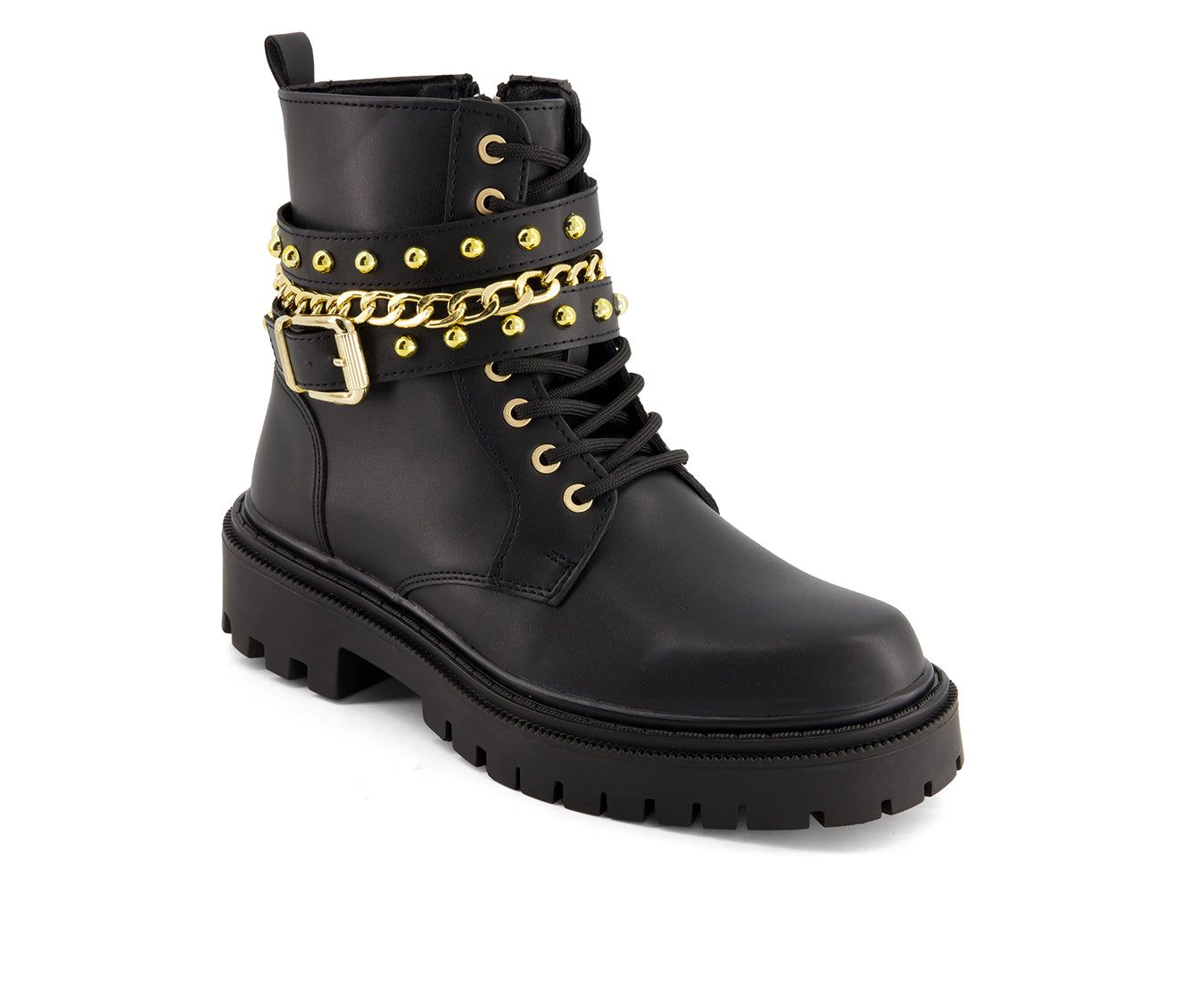Andrea Womens Biker Boots With Chain