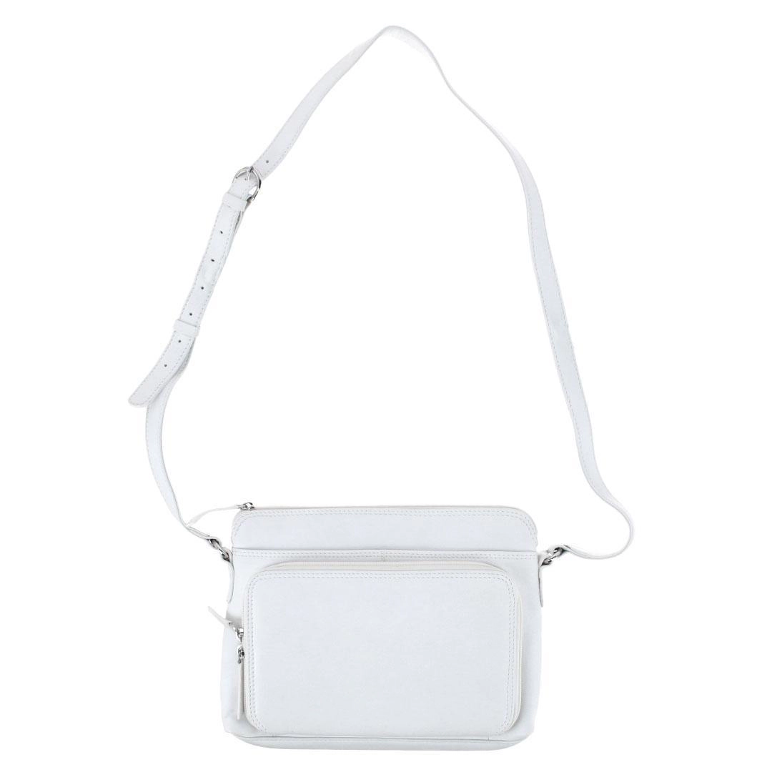 CTM Women's Leather Shoulder Bag Purse with Side Organizer