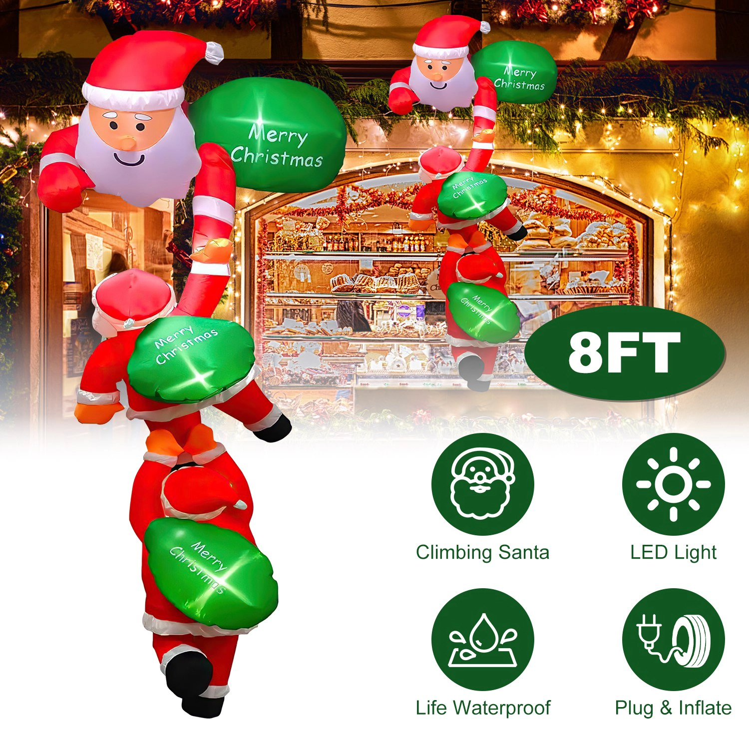 IMounTEK Unisex Waterproof 8ft Inflatable Santa Claus