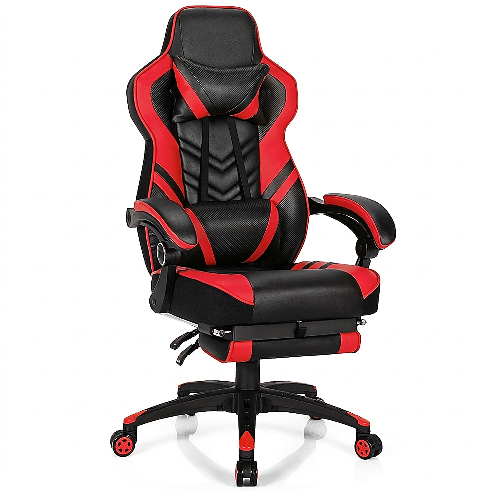 SUGIFT Adjustable Reclining Gaming Chair with Footrest 330-Lb Capacity 27-in Wide Seat 17-20-in Seat Height -49 in Red