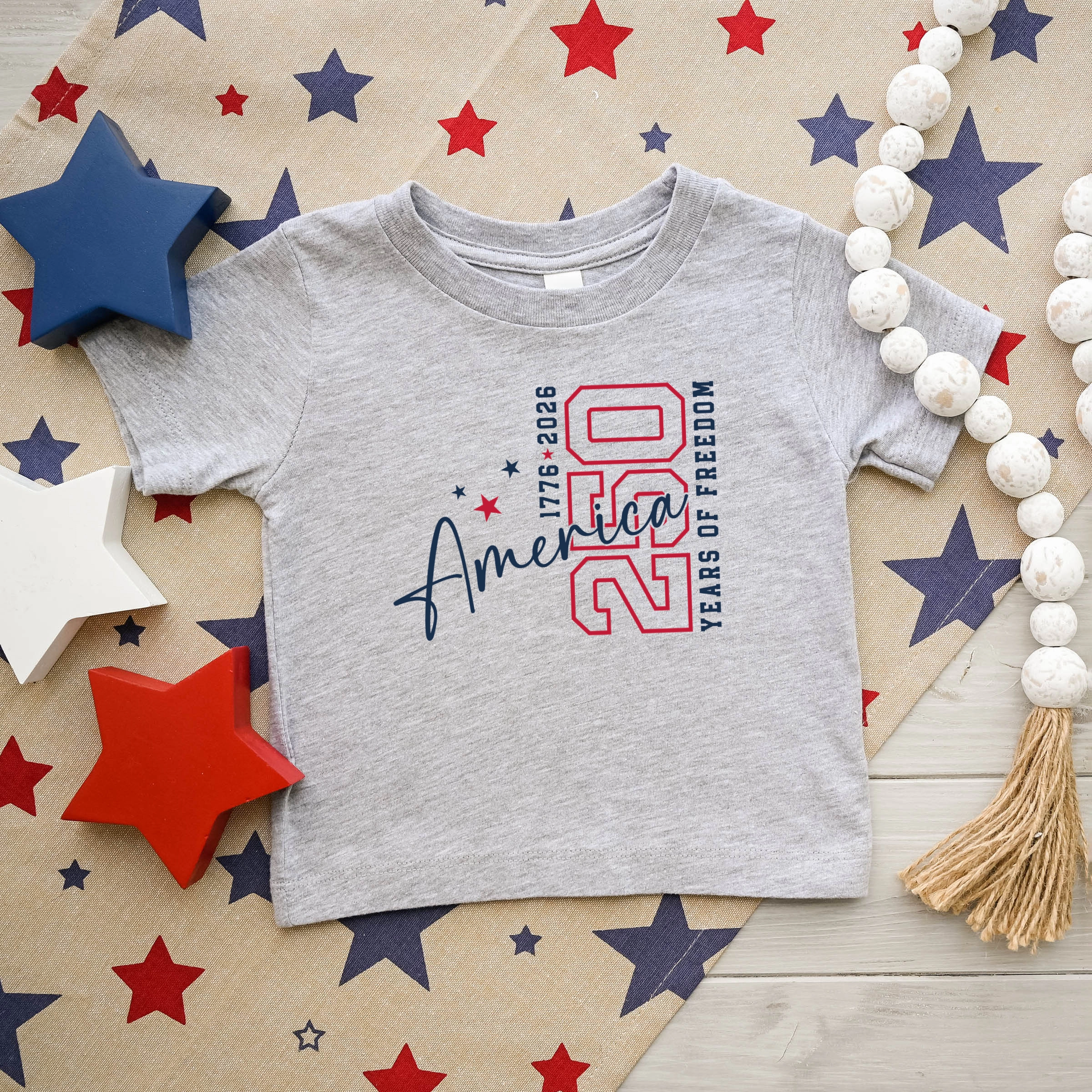 The Juniper Shop - America 250 Years of Freedom Outline Toddler Short Sleeve Graphic T-Shirt