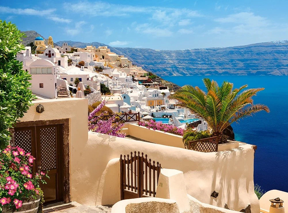 CASTORLAND 2000 Piece Jigsaw Puzzles, Santorini, Greece, Aegean Sea, Touristic place, Holiday place, C-200672-2