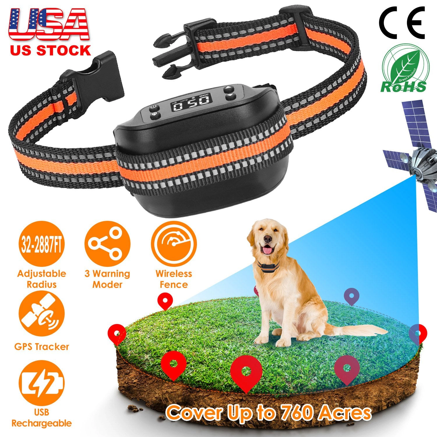 GBruno 2-in-1 GPS Dog Fence Tracker Wireless Collar