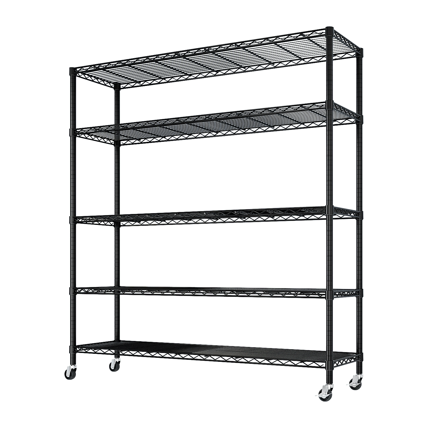 Flynama Heavy Duty Wire Shelving with Wheels, 59x17.7x74in, NSF 3125LB Commercial Shelf for Garage and Pantry
