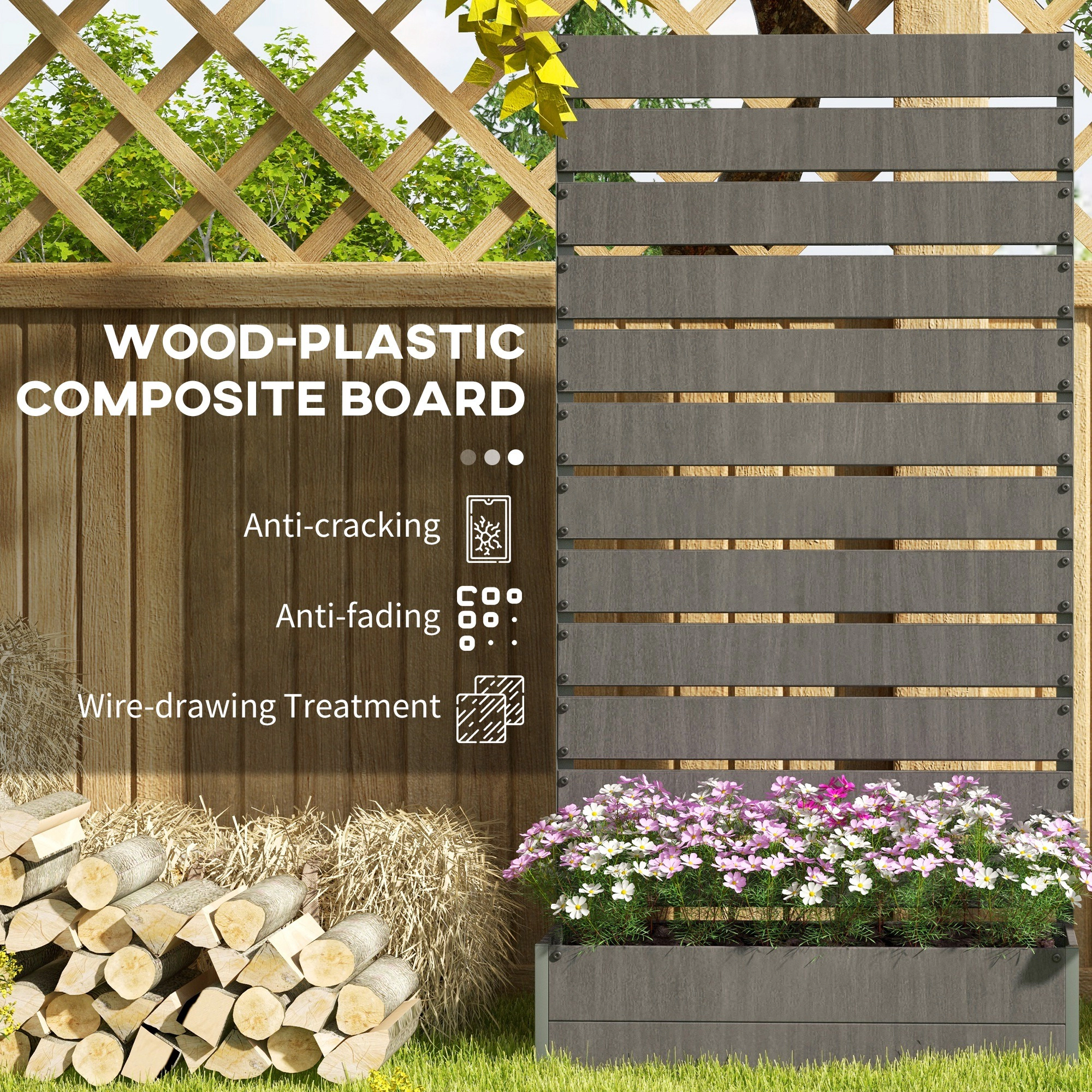 HONGGE Trellis Planter for Climbing Plants, Raised Garden Bed with Trellis, Box Outdoor