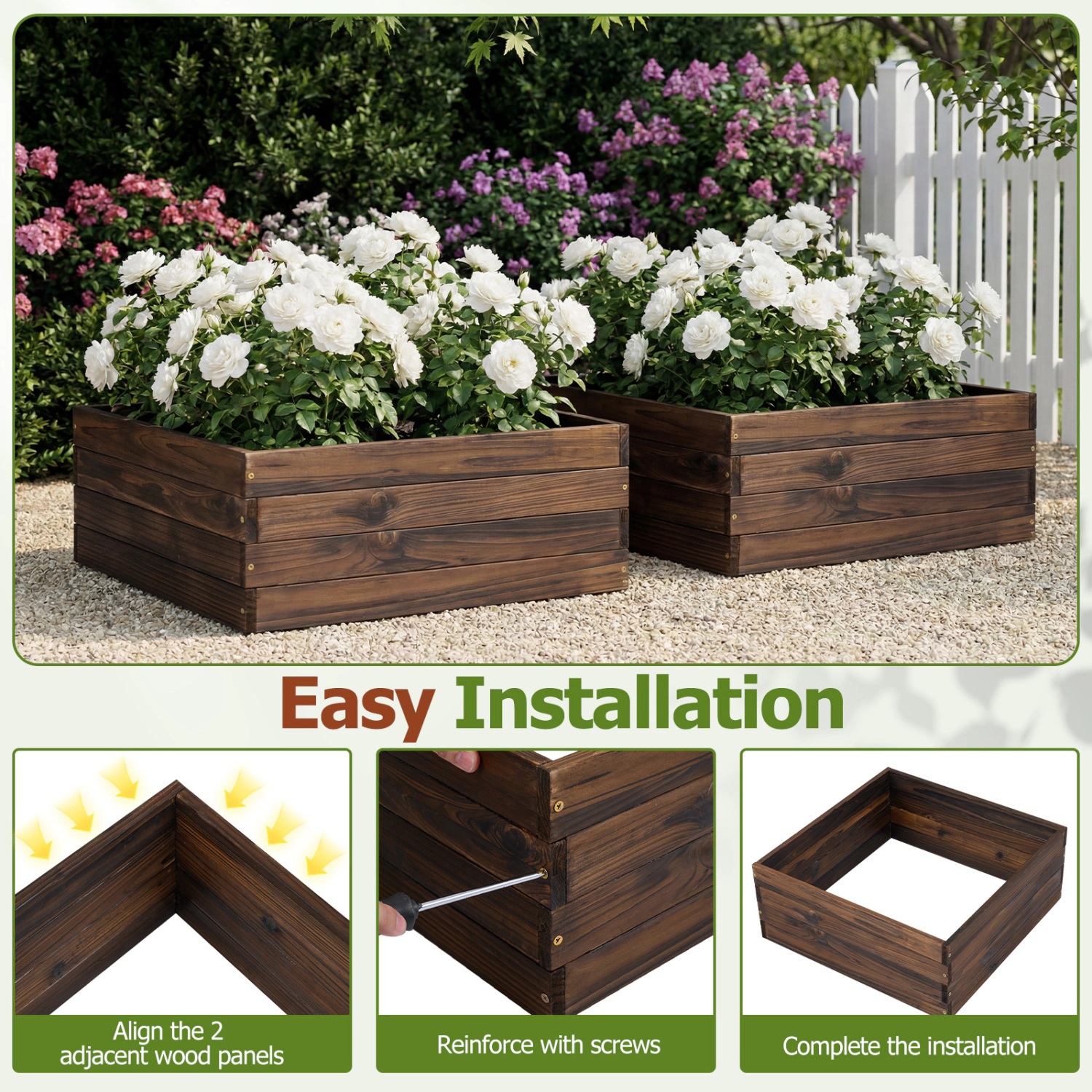 Hivvago Raised Garden Bed for Flowers and Vegetables