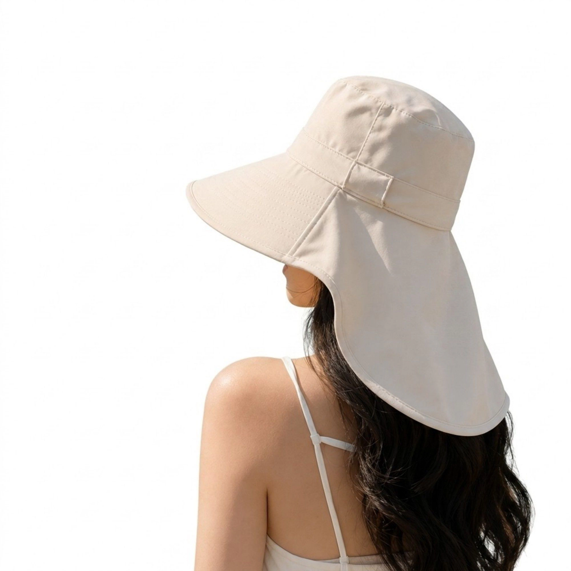 Alilang Women's Wide Brim Sun Hat with Neck Flap Breathable Mesh Panel and Lightweight Outdoor Design