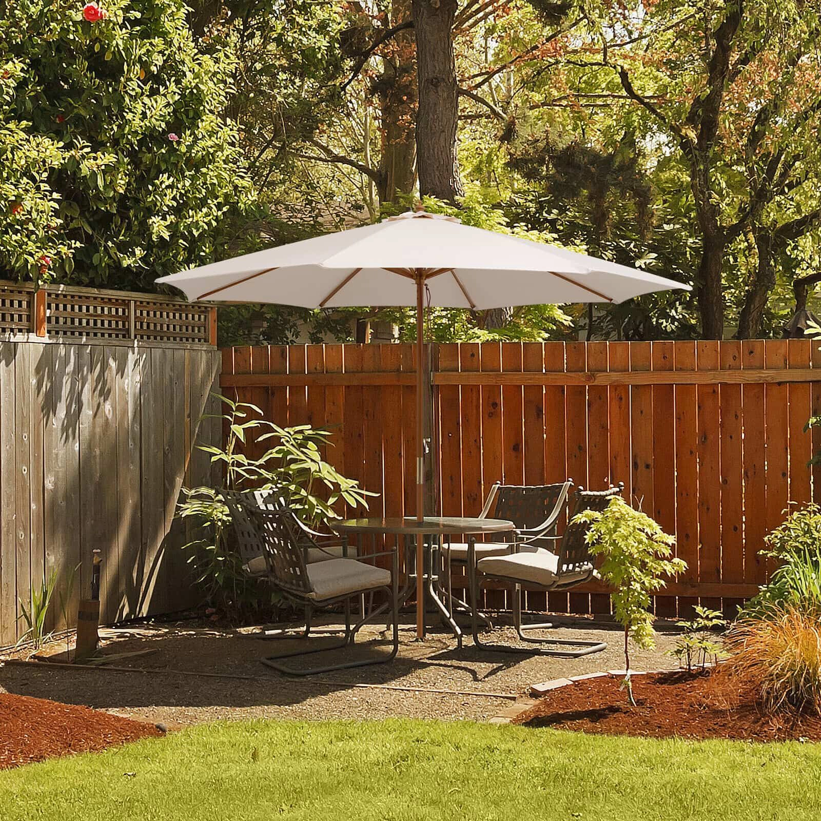 SlickBlue 10 Ft Patio Umbrella with Rope Pulley, Beige, Vented Canopy