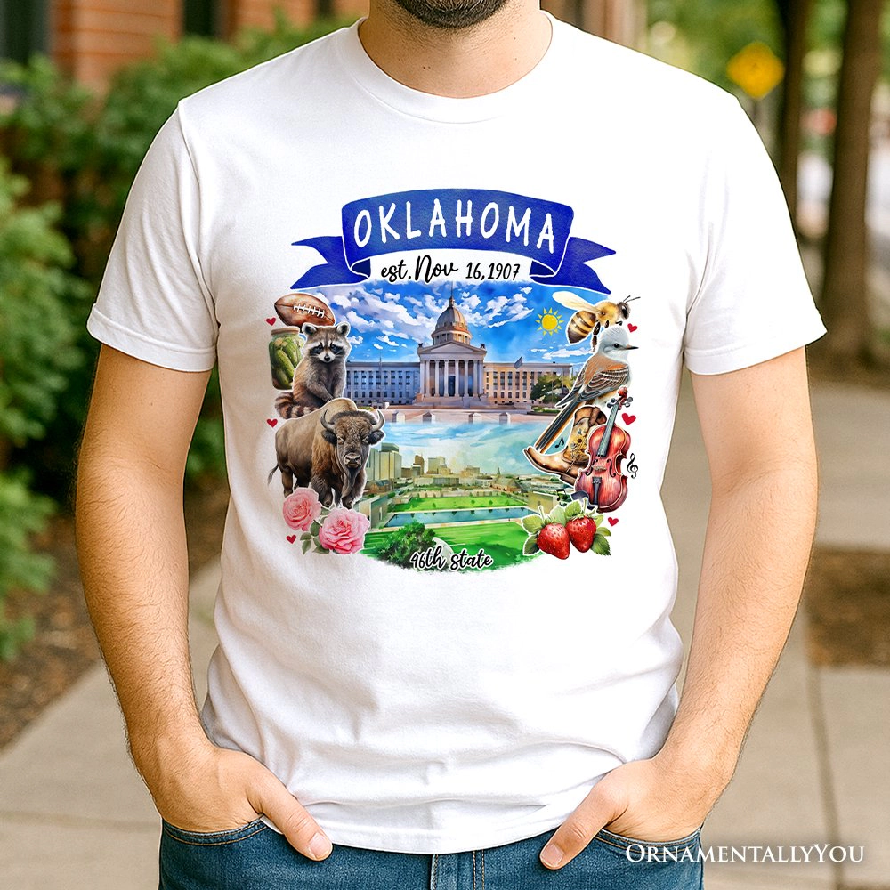 OrnamentallyYou Unisex Artistic Oklahoma State Themes And Landmarks T-Shirt