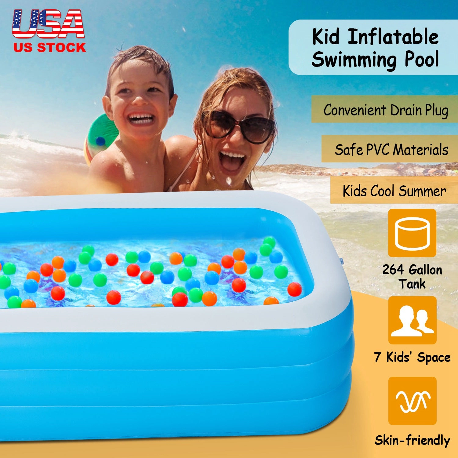 GBruno Large Family Inflatable Swimming Pool