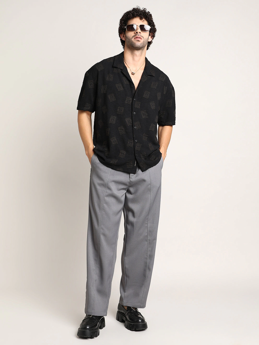 Campus Sutra Men's Indie-Cuban Oversized Shirt
