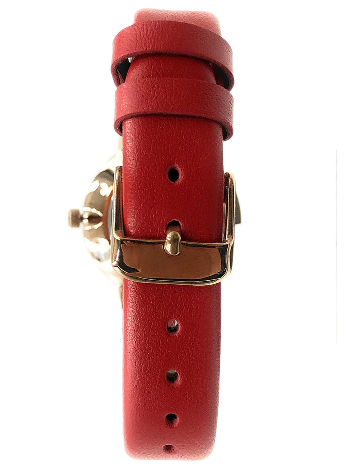 Peugeot Women's 30mm Red Modern Calfskin Leather Strap Watch