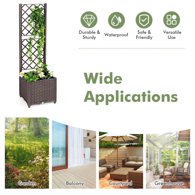 Hivvago Raised Garden Bed with Trellis Planter Box for Climbing Plants