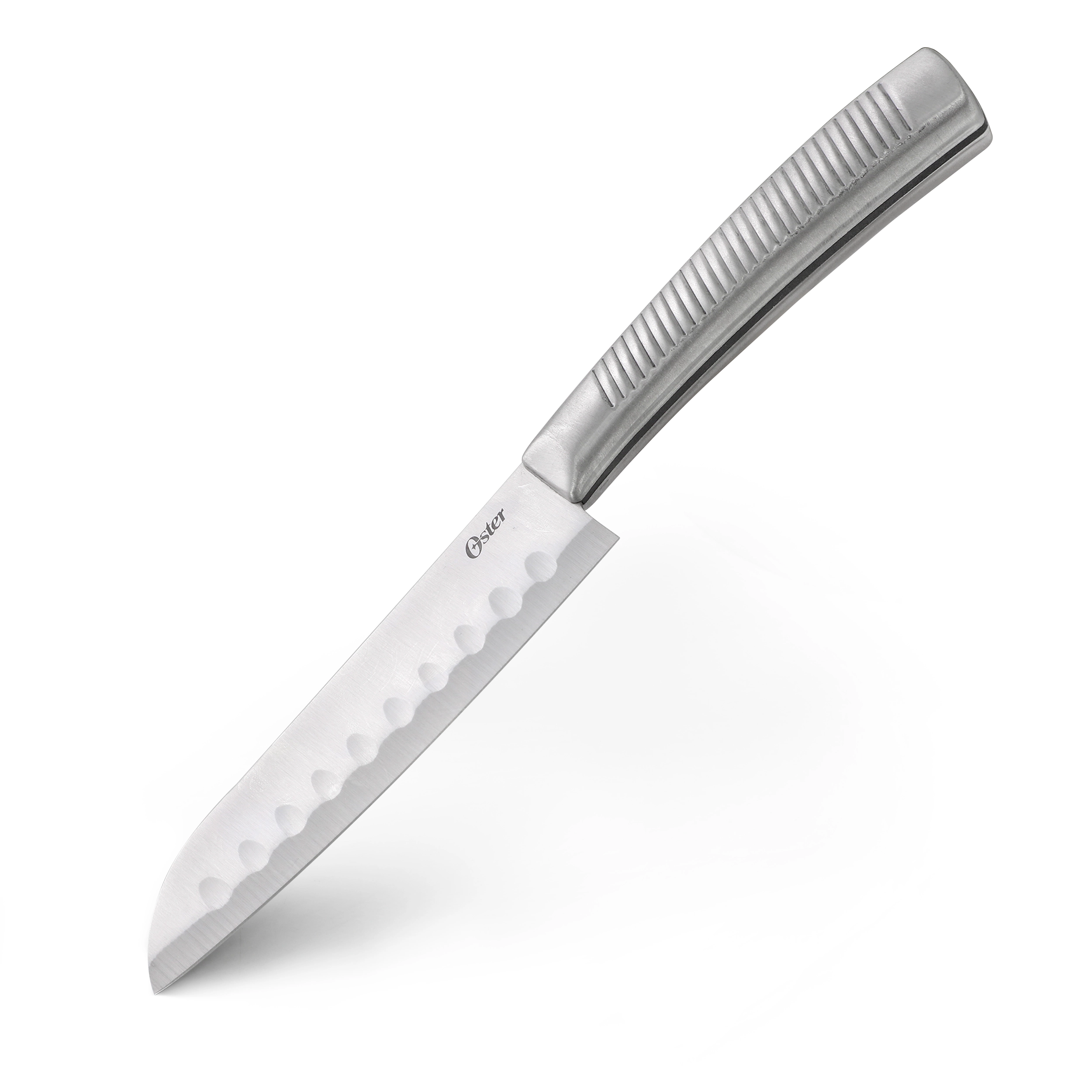 Oster Eddington 2 Piece Stainless Steel Santoku Knife Set with Ridged Handles