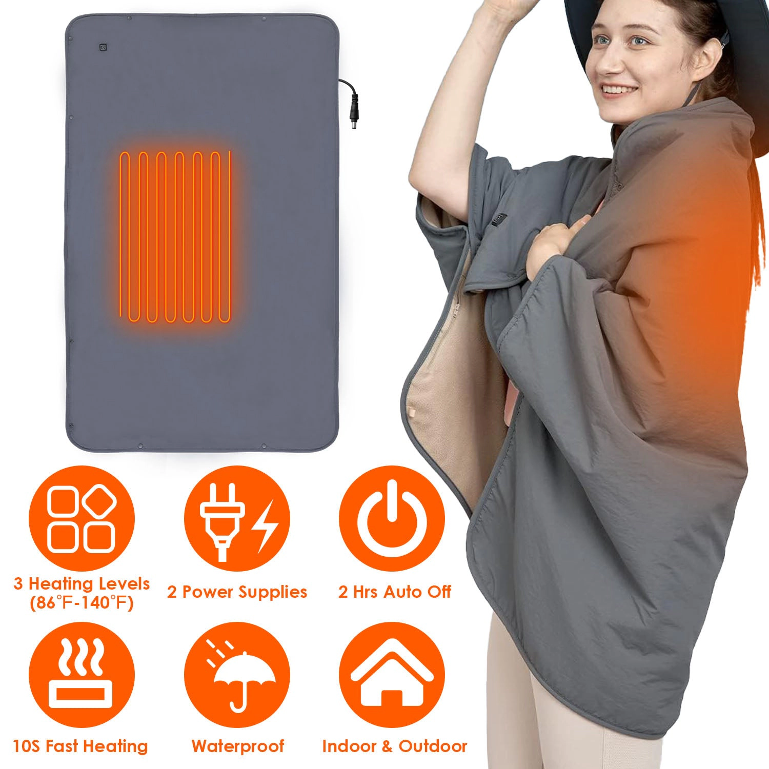 GBruno Waterproof Heated Throw Blanket With Auto-Off