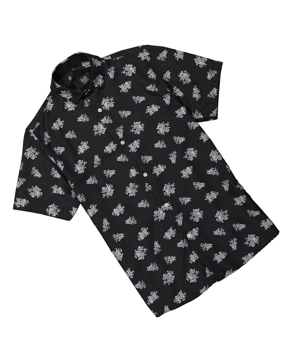 Elie Balleh Boys Slim Fit Floral Button-Down Short Sleeve Shirt