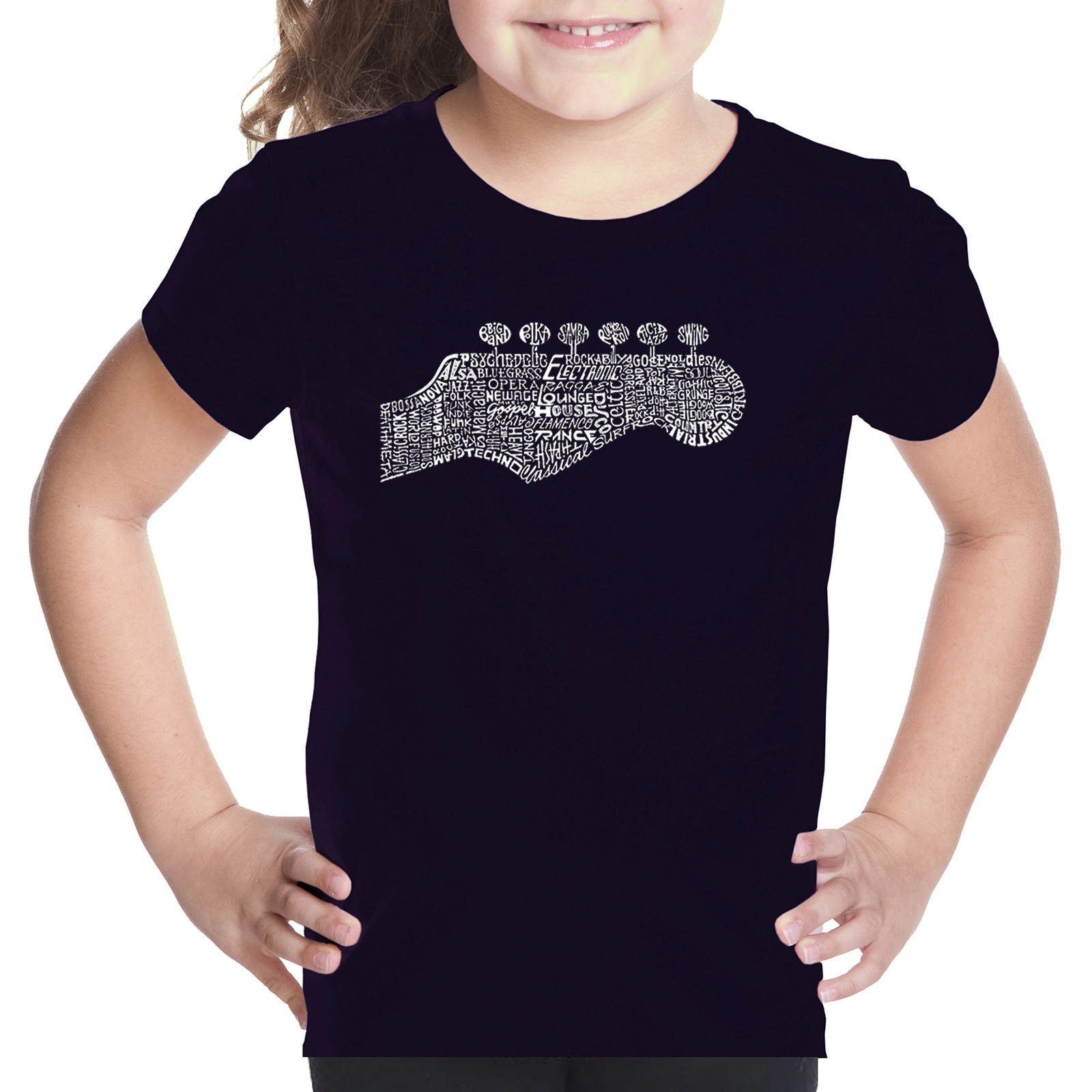 LA Pop Art Girls Word T-Shirt - Guitar Head