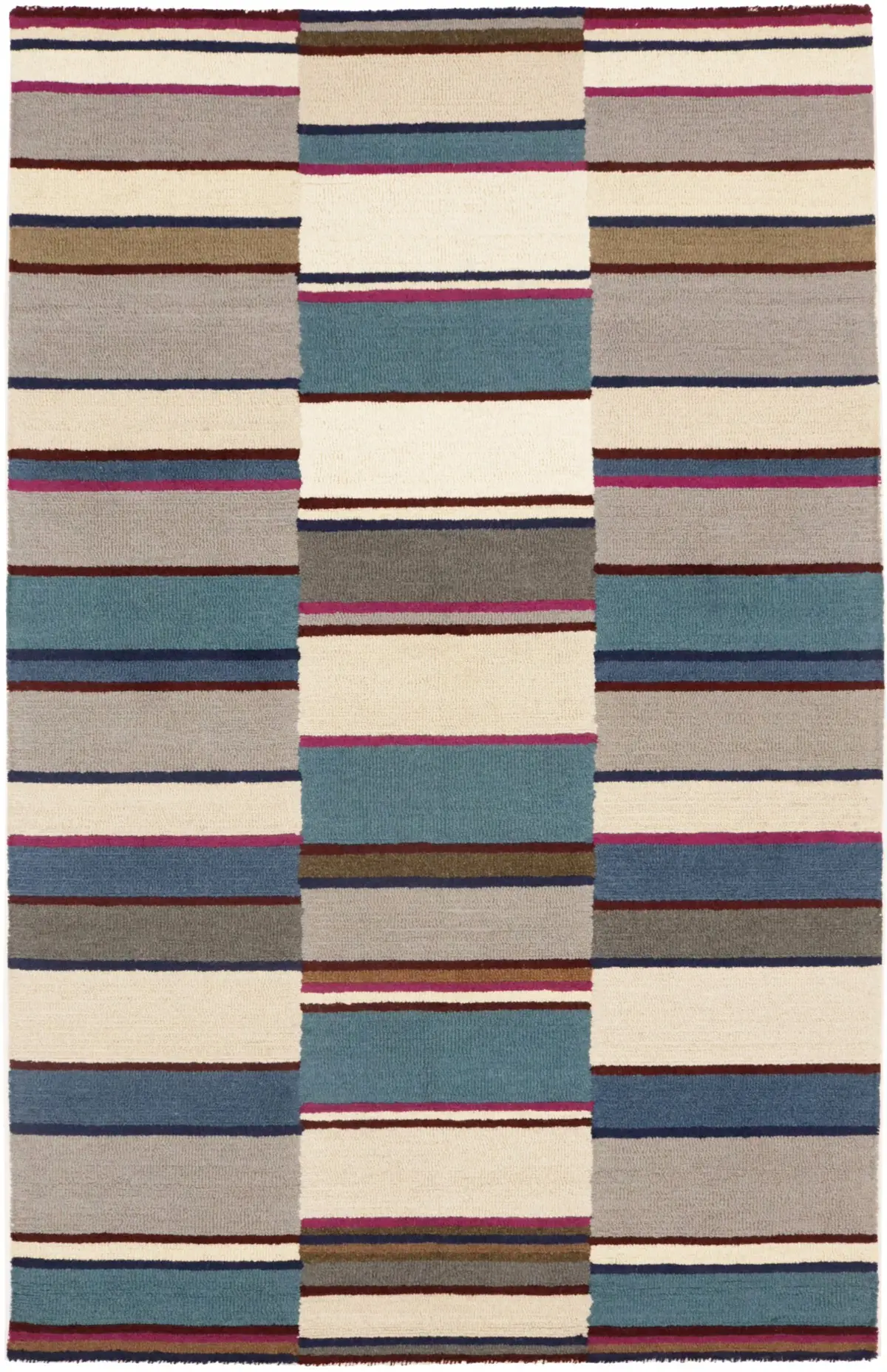 Magic Rugs 5'0 X 8'0 Hand-Tufted Multicolored Oriental Stripes Wool Rug
