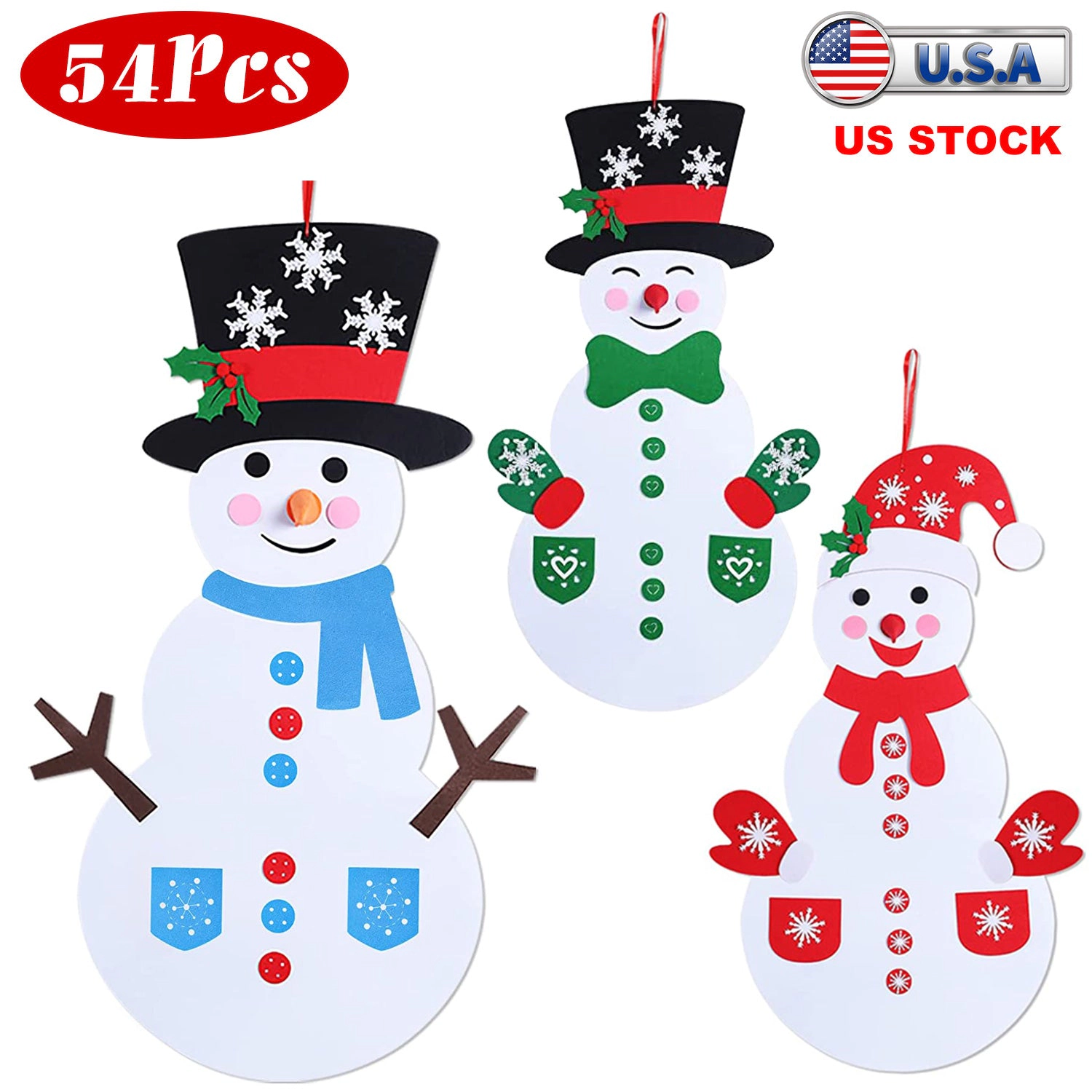 GBruno DIY Felt Christmas Snowman Decoration Kit