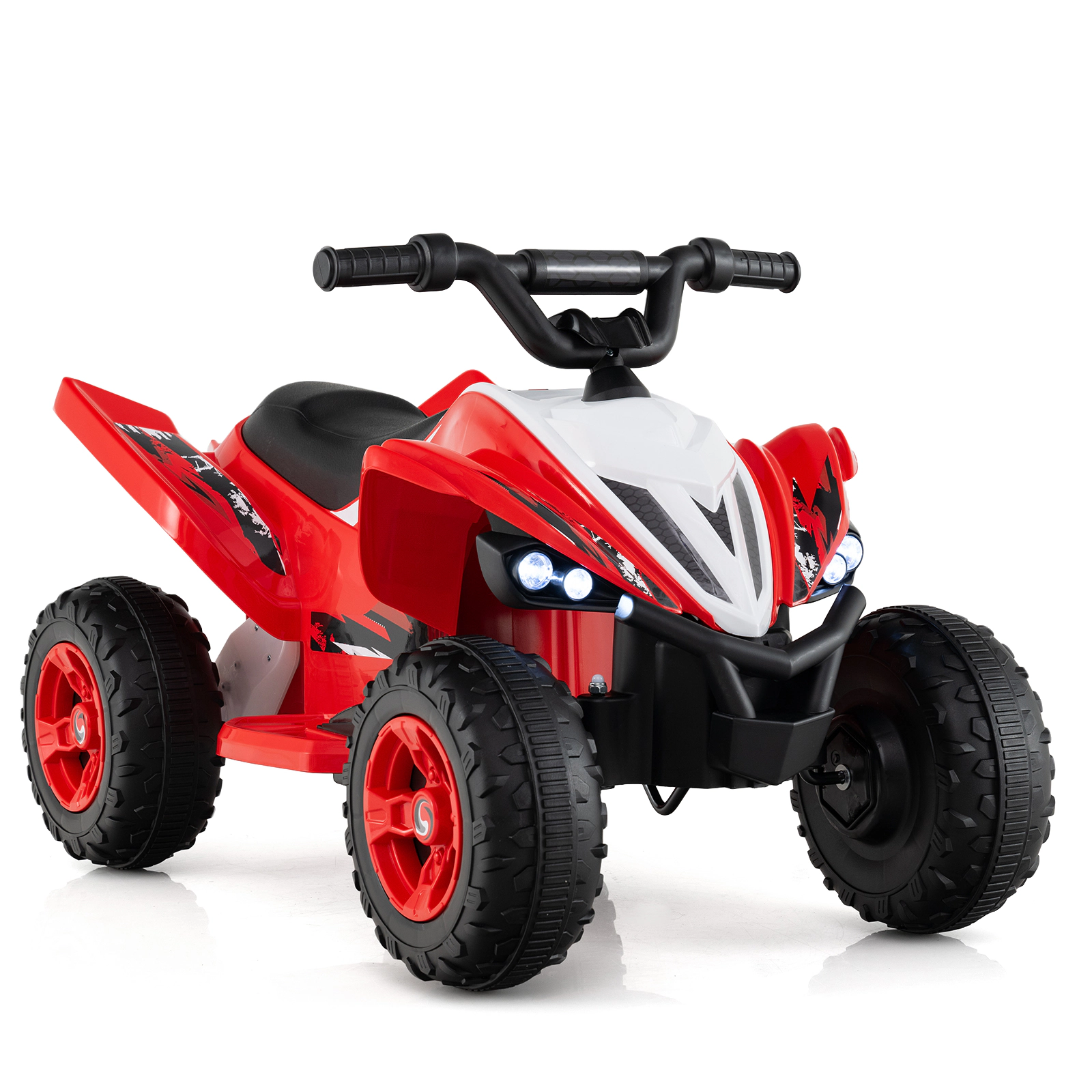 SUGIFT 12V 4-Wheeler Kids Ride On ATV Quad 3-7 mph 66-lb Capacity Ages 3+ with LED Lights 33.1-in Long Red