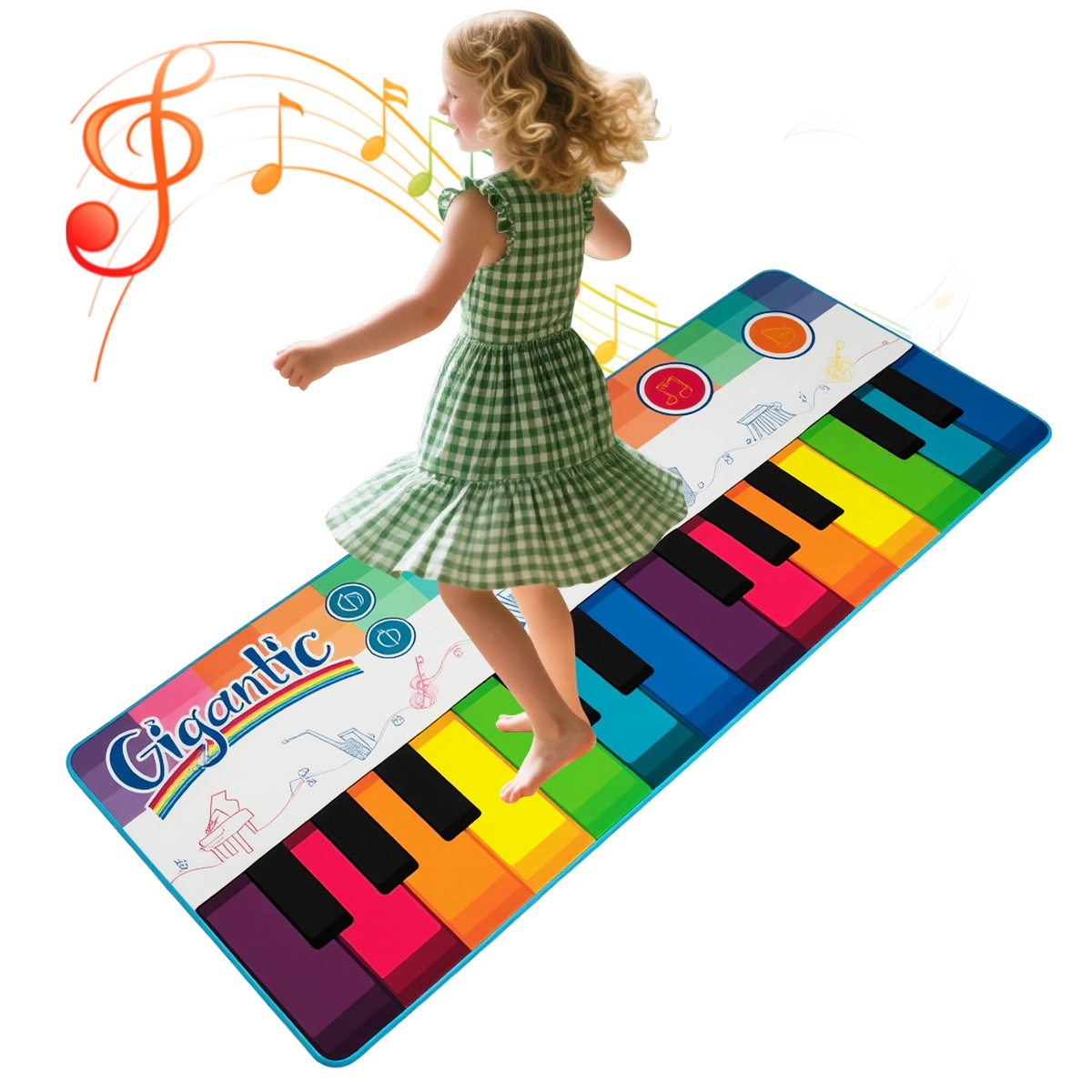 SUGIFT 71.5-in Floor Piano Dance Mat Musical Playmat with 24 Piano Keys 8 Instrument Sounds and Anti-Slip Base