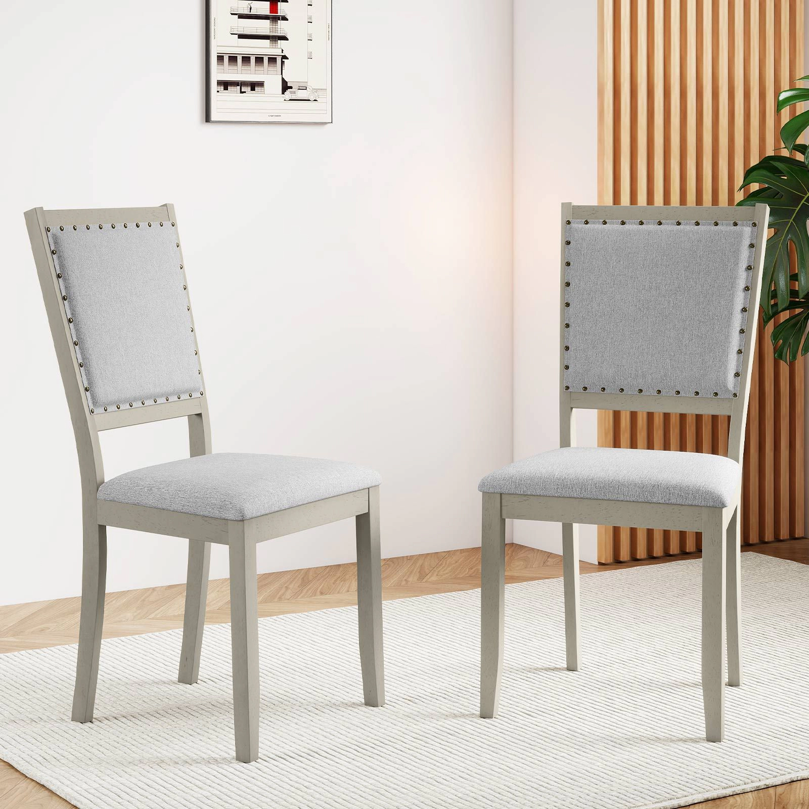 SlickBlue Upholstered Curved Back Dining Chairs Set of 2
