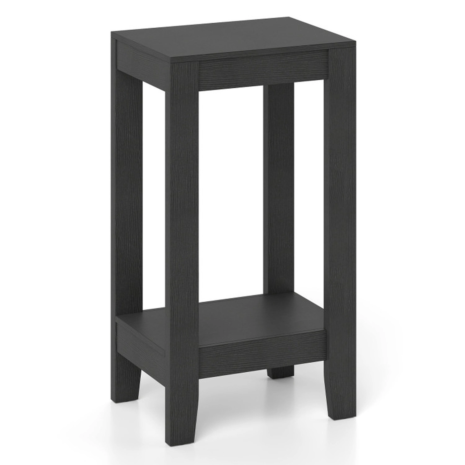 SUGIFT Black 29-Inch Tall 2-Tier Nightstand with Open Shelf