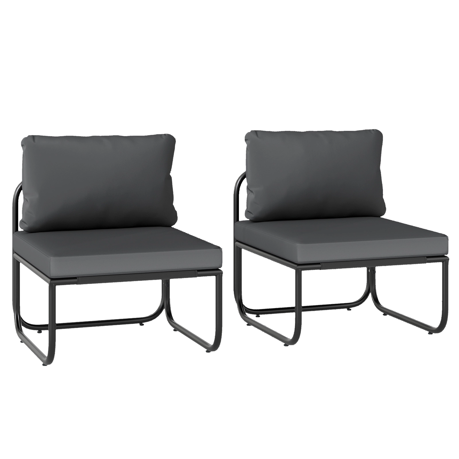 LJG Outdoor Patio Chairs Set of 2 with Removable Cushions and Adjustable Foot Pads