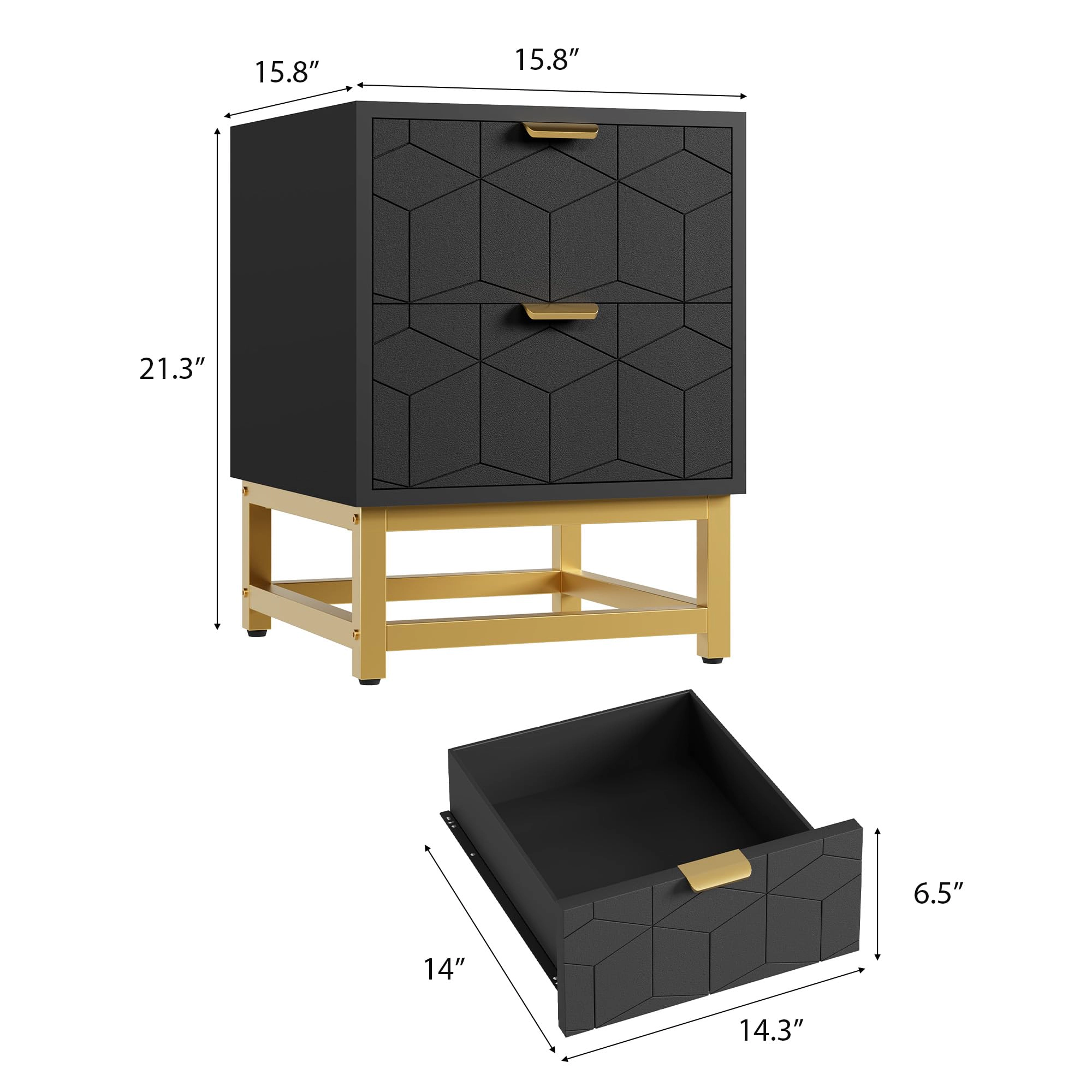 Modern 2 Drawer Nightstand Dresser, Small End Table with Storage for Bedroom Living Room