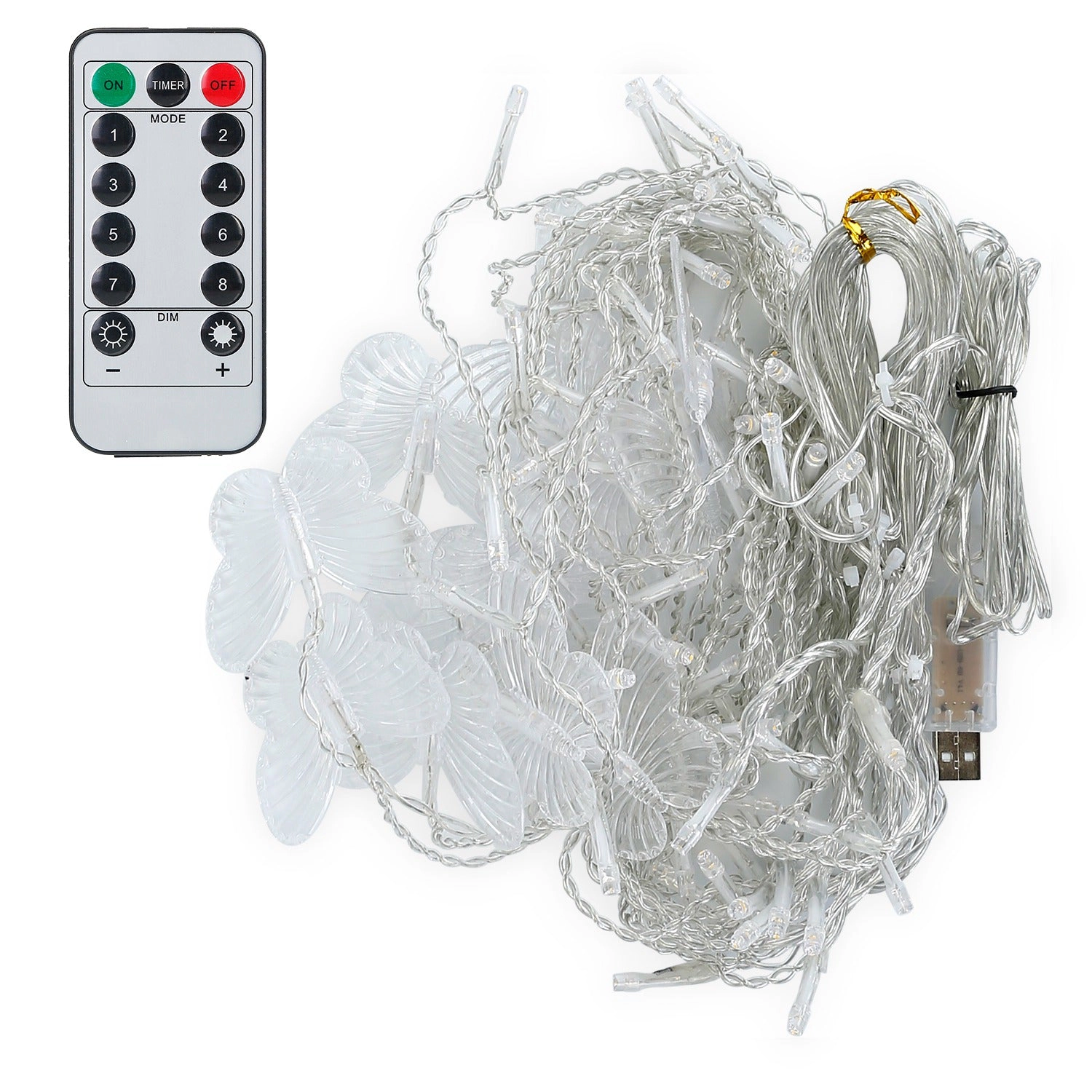 GBruno USB Butterfly Curtain String Lights