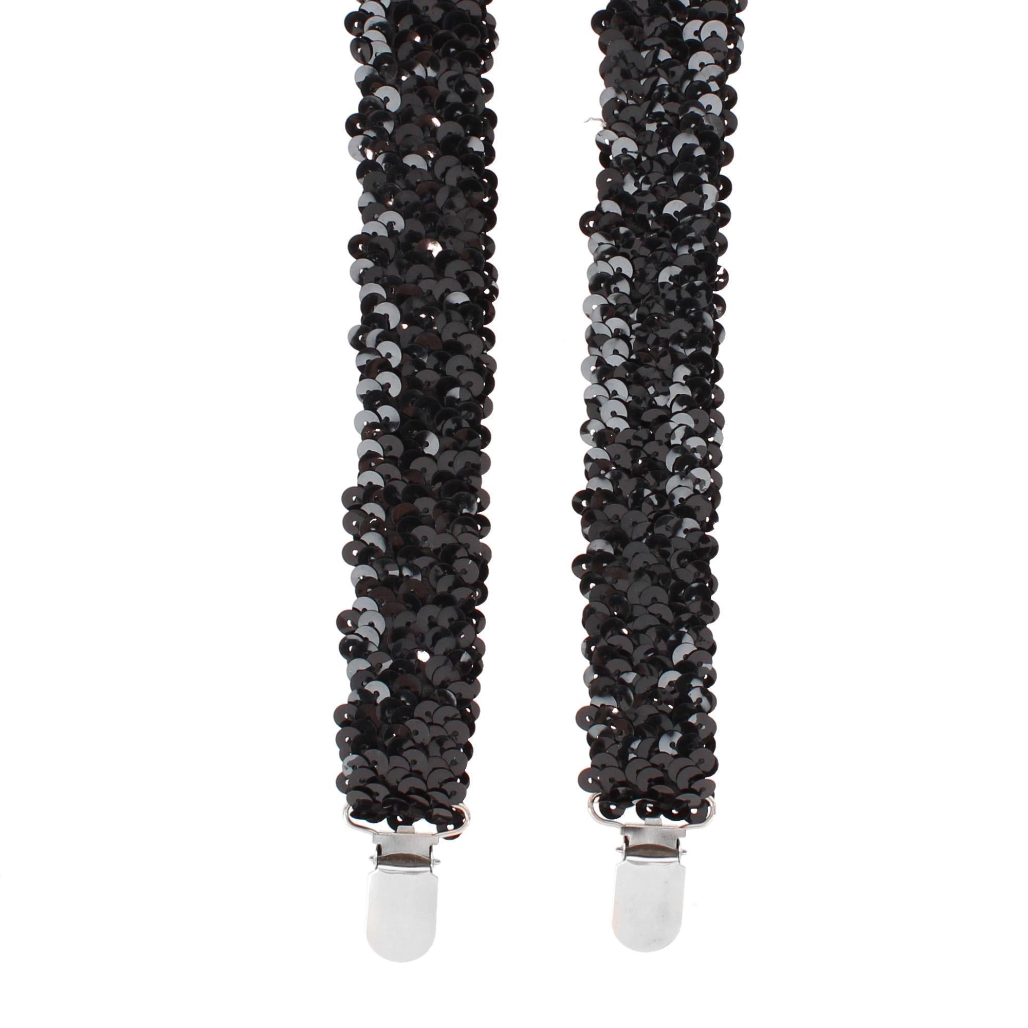 CTM Women's Elastic Sequins Clip-End Suspenders