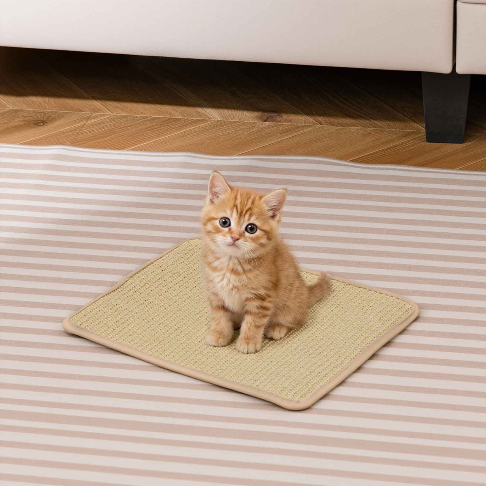 SUGIFT Self-Adhesive Sisal Cat Scratcher Mat Set 16 x 12 in & 24 x 16 in 6-Piece Cat Tree Accessory