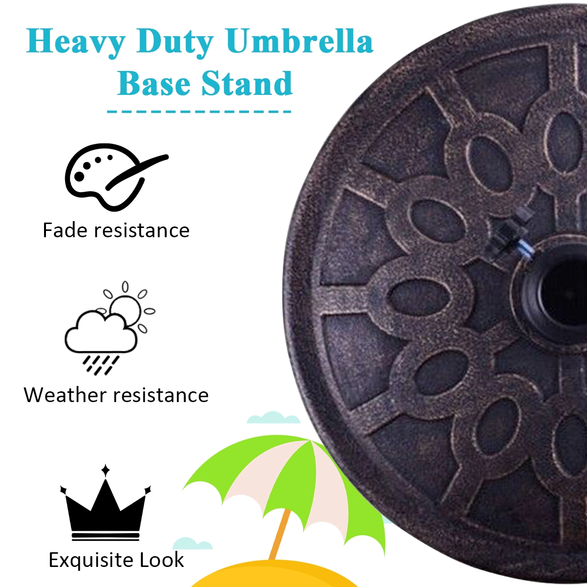 Hivvago 30Lbs 18 Inches Heavy Duty Outdoor Patio Market Umbrella Base