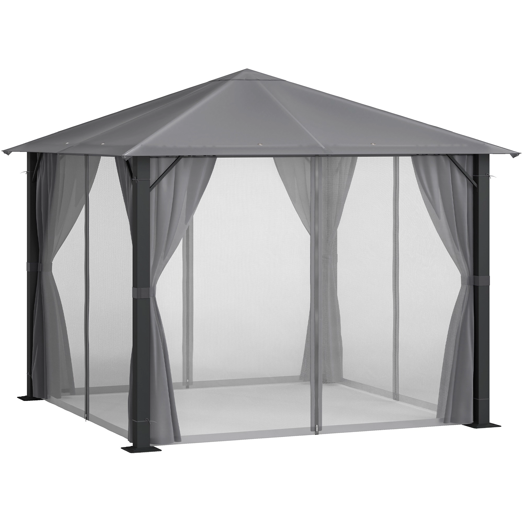 HONGGE Patio Gazebo, Outdoor Gazebo Canopy Shelter with Curtains, Vented Roof, for Garden, Lawn, Backyard and Deck