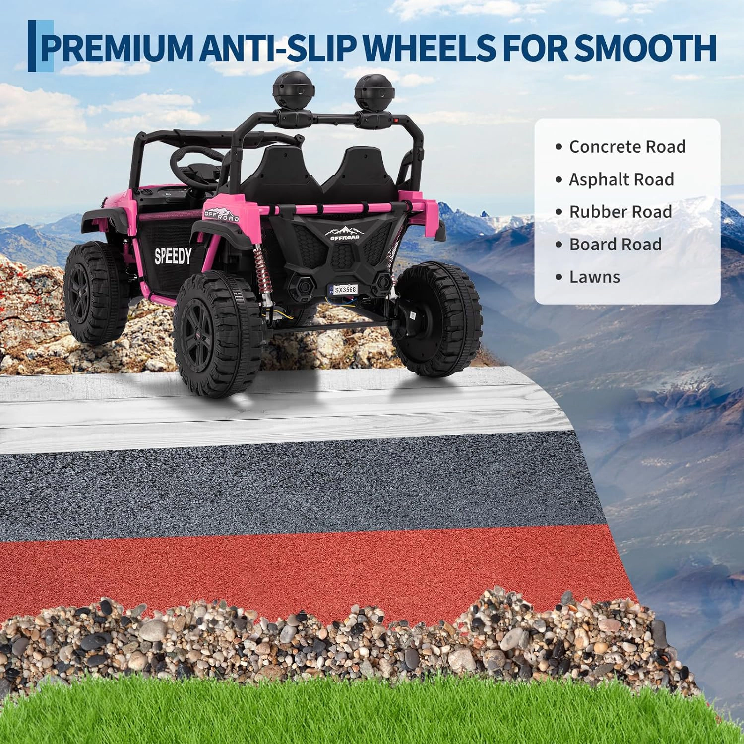 Enjyam 24V 2-Seater Kids Ride On Truck, 4WD Electric Vehicle w Remote,3 Speeds,Suspension,Dual Storage,LED Lights&Music