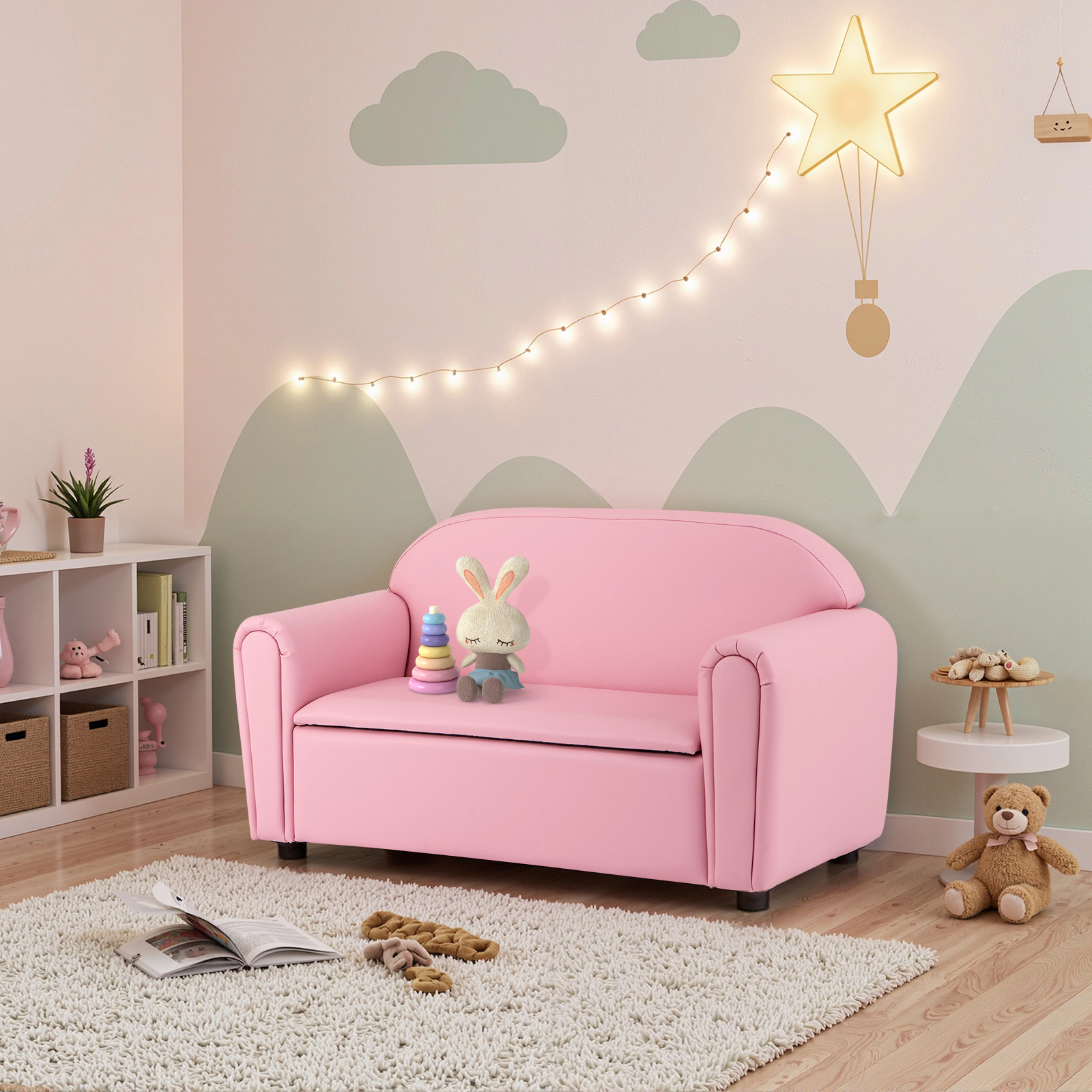 SUGIFT Hidden Storage Under the Seat Kids Sofa Armrest Chair